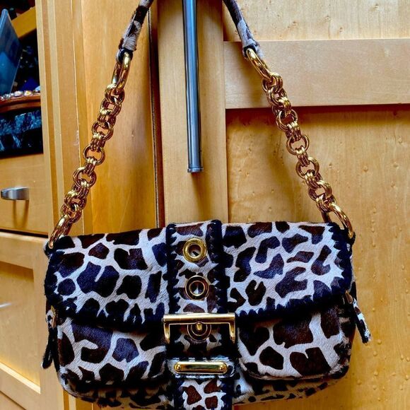 Vintage PRADA Leopard print fur evening bag - Picture 1 of 11